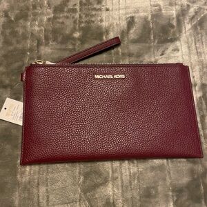 Michael Kors Pebbled Leather Wristlet - Wine